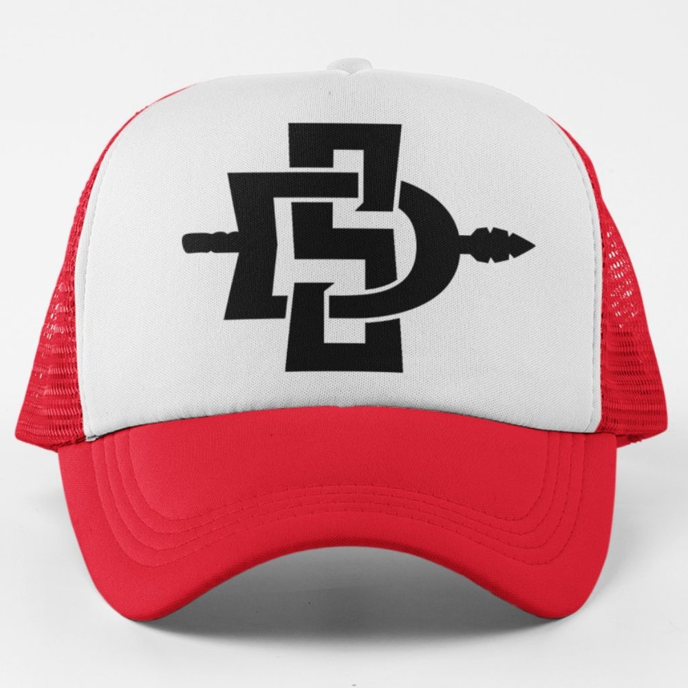 NEW San Diego State Aztecs Big Monogram Foam Trucker Mesh Snapback Hat 2-TONE
